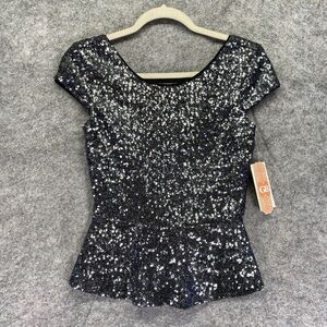 Gianni Bini Silver Sequin Women's Top